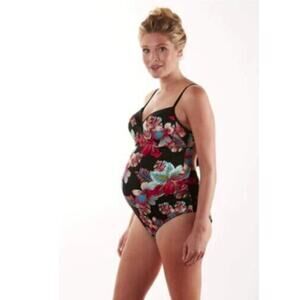 Cache Coeur Womens Vahine Underwired Maternity Swimwear Black Floral 38 C/D $110